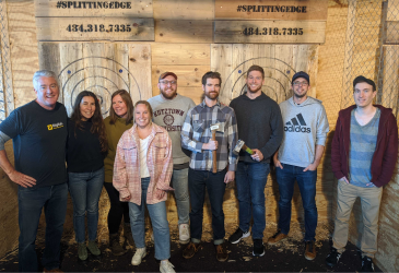 Team at Axe Throwing Activity