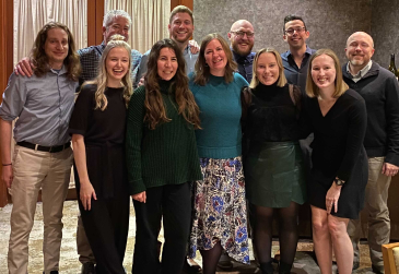 Team photo at holiday dinner